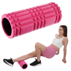 Rola fitness pentru masaj corporal duritate mediu-dur, universala, sarcina maxima 200kg, 36x14,5cm, roz