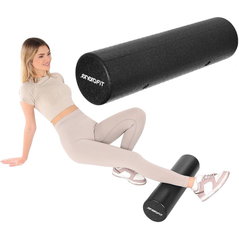 Rola fitness pentru masaj corporal duritate mediu, universala, sarcina maxima 100kg, 60x15cm, negru