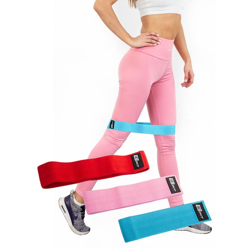 Set 5 mini benzi elastice pentru fitness Enero Fit, multifunctionale, rezistenta 6-22kg, multicolor