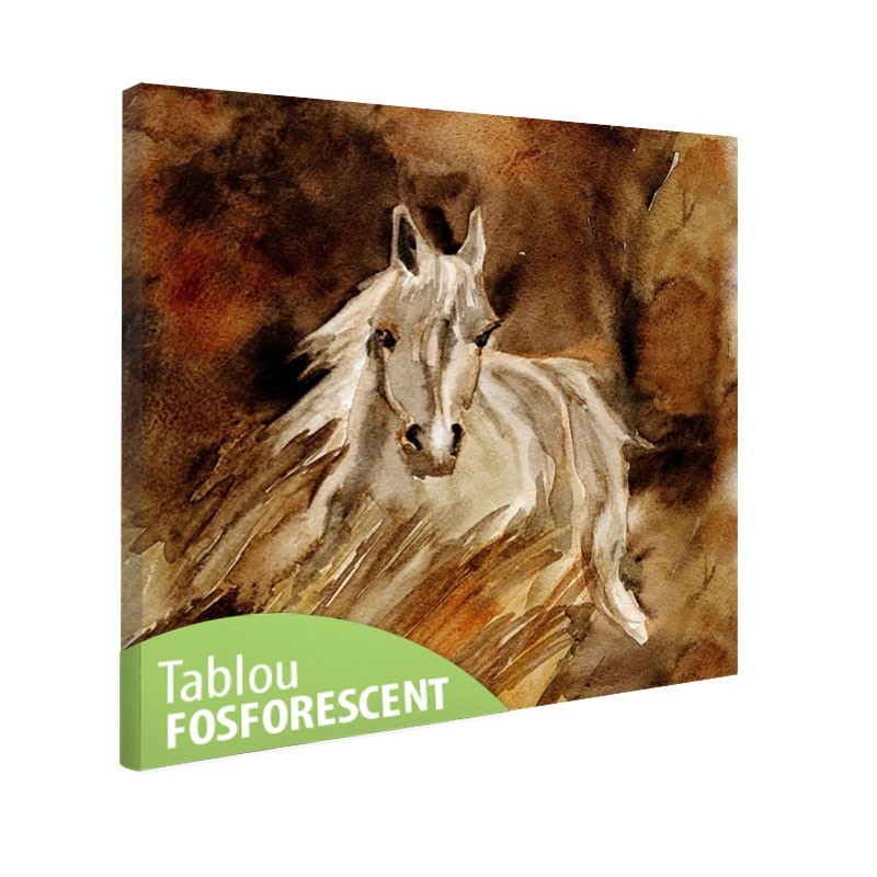 Tablou fosforescent Cal alb 