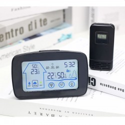 Statie meteo LCD, senzor wireless exterior, umiditate, ceas digital cu alarma