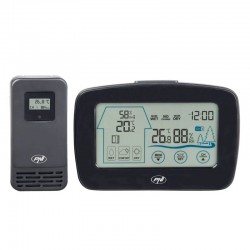 Statie meteo LCD, senzor wireless exterior, umiditate, ceas digital cu alarma