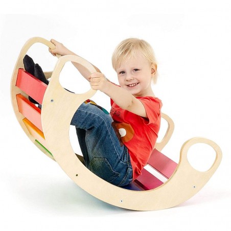 Balansoar rocker din lemn, placa de echilibru, multifunctional, multicolor