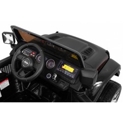 Masinuta electrica Jeep Wrangler Rubicon, off road, 12V, 2 scaune, roti spuma EVA, lumini LED, radio, 126x70x80cm