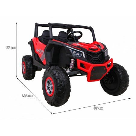 Masinuta electrica Buggy UTV-MX, roti spuma EVA, 2 locuri, rosu/negru