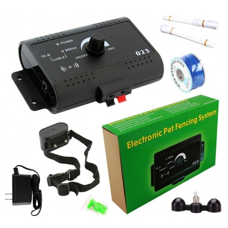 Kit gard electric pentru caini, zgarda cu semnal sonor, 300 metri cablu, alimentare baterie 6V