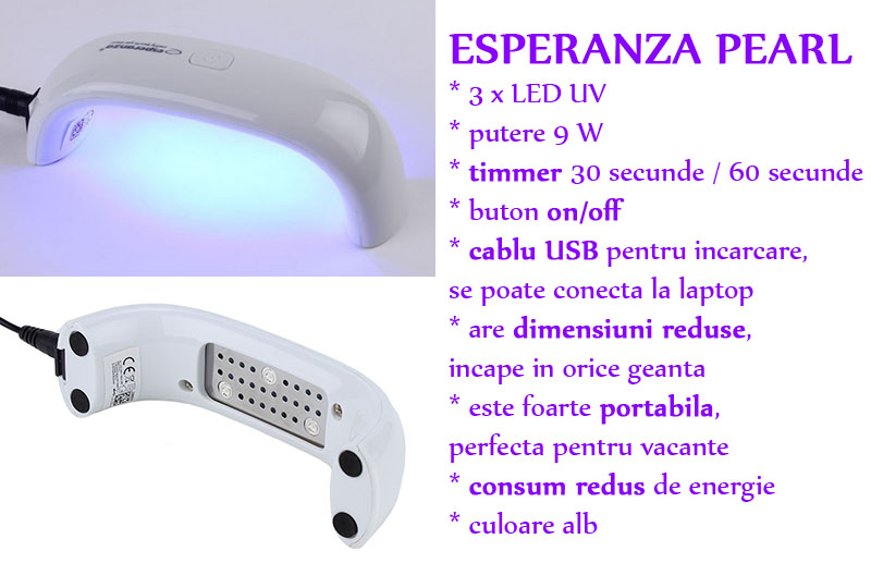 LAMPA LED UV PENTRU UNGHII 9W, TIMMER, CABLU USB, ESPERANZA